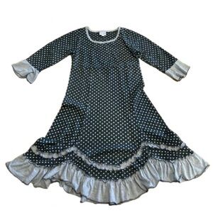 Lilli Lovebird Girl Polka Dot Heart Long Sleeve Dress with Ruffle Hem Size 10